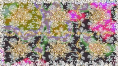 Arkaplan, kumaş, altın duvar kağıdı. Düz elle çizilmiş klasik koleksiyon. Raster altın pürüzsüz desen. Altın elementlerle gri renklerde altın desen.