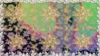 Raster illüstrasyonu. Oriental raster klasik nötr ve altın desenli. Kusursuz soyut arkaplan.