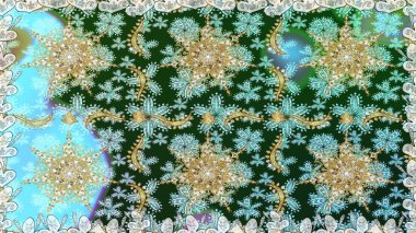 Mavi renkte desen. Raster Golden Mehndi kusursuz desen. Kına dövmeli süs çiçekleri, altın çıkartmalar, mehndi ve yoga tasarımı, kartlar ve parmak izleri..