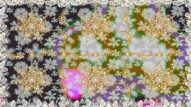 Barok tarzında kusursuz bir doğulu süsü. Raster geleneksel altın pürüzsüz desen gri renklerde.