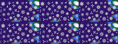 Kar taneleri deseni. Kar taneleri arka planda. Kar tanesi süsleme deseni. Raster illüstrasyonu. Renkli arkaplanda izole edilmiş kar tanelerinin düz tasarımı.