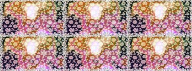 Miles Fleur, süslü püslü bir süs. Raster illüstrasyonu. Tomurcukları papatya çiçekleri olan sevimli bir çiçek deseni. Kusursuz bir geçmişi var. Kumaş, tekstil, duvar kağıdı baskısı için. Antika retro tarzı.