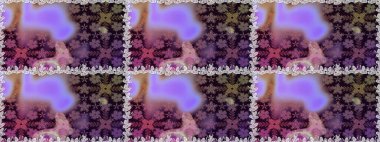 Sevimli çiçek raster deseni. Düz Çiçek Elementleri Tasarımı. Renkli Bahar Temalı Kusursuz Arkaplan. Mor renkte çiçekler.