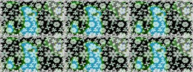 Çiçek buketleriyle klasik tarzda kusursuz desenler. Tarafsız renklerde. Raster illüstrasyonu.