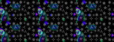 Kar tanesi kışı. Kışın sembolü. Renkli arka planda izole edilmiş suluboya kar taneleri. Raster illüstrasyonu.