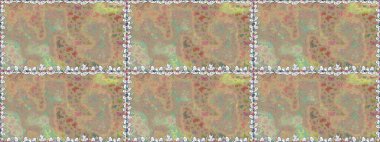 Raster illüstrasyonu. Kumaş, kağıt, ambalaj kâğıdı ve duvar kağıdı tasarımı için hoş bir arka plan. Bej ve nötr arkaplanda kelebek deseni var..