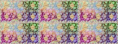 Raster altın desen. Kusursuz altın desenli bukleler. Altın elementli nötr renkler. Raster illüstrasyonu. Doğu tarzı arabesk.