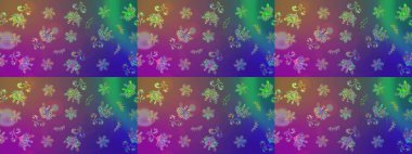 Renkli arka planda izole kar taneleri. Raster illüstrasyonu. Kar taneleri radyal mor ve mor renkler.