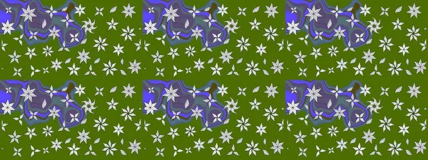 Vadinin yeşil renkli çiçekleri. Raster çiçek desenleri çiziyor..