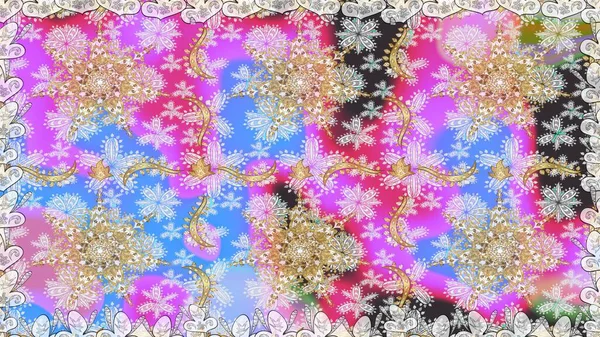 Barok tarzında kusursuz bir doğulu süsü. Raster geleneksel altın pürüzsüz desen nötr renkler üzerinde.