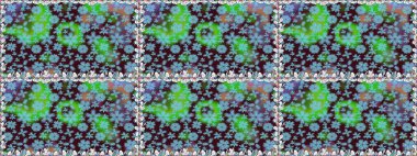 Kusursuz çiçek deseni. Düz Çiçek Elementleri Tasarımı. Mavi renkli çiçekler. Raster illüstrasyonu. Renkli Bahar Temalı Kusursuz Arkaplan. Asya tekstil tarzında.