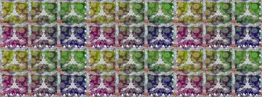 Çiçek izi. Suluboya kusursuz desen. Suluboya tarzında yeşil renkte çiçekler.