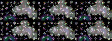 Ağaç dallı bahar çiçekleriyle desen, çiçek siluetiyle siyah renkler. desen.