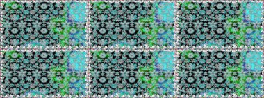 Mavi renkte etnik çiçeklerle kusursuz bir desen. Asya Tekstil 'inde Raster Çiçek İllüstrasyonu.