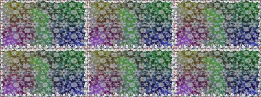 Raster illüstrasyonu. Çiçekli karalama şeklinde Raster çiçek deseni. Gri renkte bahar çiçekleri..