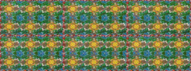 Raster illüstrasyonu. Çiçeksiz desenli arka plan, darbeler, sıçramalar, yaz çiçekleri. Yeşil renkte çiçekler.