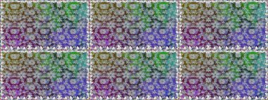 Çok renkli, zarif küçük çiçekler ve gri renkli komik böcekler, raster desen, illüstrasyon.