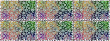 Renkli Bahar Temalı Kusursuz Arkaplan. Raster illüstrasyonunda kusursuz çiçek deseni. Düz Çiçek Elementleri Tasarımı. Gri renkli çiçekler.