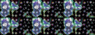 Renkli Yaz Temalı eskiz kalıbı. Raster Illustrasyon 'daki Çiçek Deseni' nin son moda çizimi. Güzel kumaş deseni. Düz Çiçek Elementleri Tasarımı.