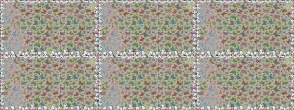 Güzel bir kumaş tasarımı. Gri renkli bir resim. Raster Kelebekleri deseni. Soyut, kusursuz arkaplan.