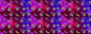 Raster illüstrasyonu. Renkli arka planda güzel kar taneleri. Raster kar taneleri deseni.