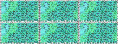 Mavi ve yeşil renkli resim. Dekoratif el çizimi kelebekler. Güzel bir kumaş tasarımı. Raster illüstrasyonu.