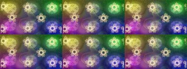 Basit bir kar tanesi. Yeşil, mor ve mavi renklerin çizimi. Soyut duvar kâğıdı, ambalaj dekorasyonu. Kışın sembolü, mutlu noeller, mutlu yeni yıl kutlaması Raster illüstrasyonu..