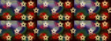 Kahverengi, gri ve yeşil renkli kar taneleri. Renkli arka planda izole tatlı kar taneleri. Kar tanesi raster deseni. Raster illüstrasyonu.