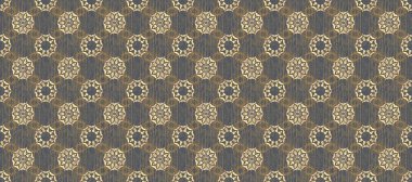 Damask altın soyut çiçek mavi ve kahverengi renklerde kusursuz desen. Raster illüstrasyonu. Süsleme.