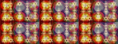 Kar Tanesi Mozaik ikonu. Siluet kar tanesi işareti izole edilmiş kahverengi, kırmızı ve gri renkler. Düz dizayn. Sembol kışı, donmuş, Noel, yeni yıl tatili. Grafiksel element dekorasyonu. Raster illüstrasyonu.