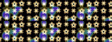 Renkli arka planda izole kar taneleri. Yüzey için tekrarlanan doku, ambalaj kağıdı, siyah, kahverengi ve sarı renkler. Raster illüstrasyonu. Kış kar tanesi, raster arkaplan.