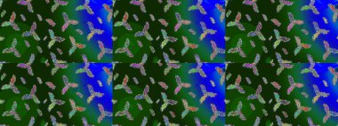 Noel stili. Raster illüstrasyonu. Yeşil, gri ve mavi renkte kar taneleri.