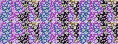 Mor renkli Asya tekstili. Raster illüstrasyonu. Suluboya çiçekli çiçek deseni.