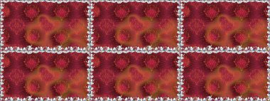 Çiçekli, suluboya desenli kusursuz çiçek deseni. Kırmızı renkte çiçekler. Düz Çiçek Elementleri Tasarımı. Raster illüstrasyonu. Renkli Bahar Teması Kusursuz Arkaplan.