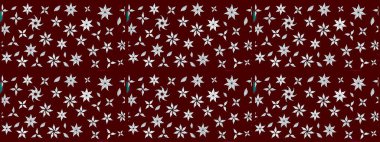 Noel stili. Raster illüstrasyonu. Yeşil, gri ve mavi renkte kar taneleri.