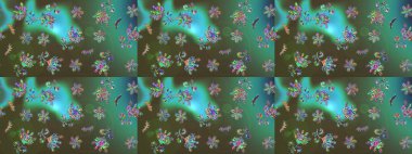 Raster kış deseni. Raster illüstrasyonu. Çiçek Elementleri 'nin soyut geçmişi. Yeşil renkte dizayn.