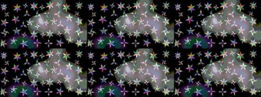 Renkli çizim kalıbı. Siyah renkli şirin tekstil. Çiçek duvar kâğıdı. Çiçek arkaplan. Raster illüstrasyonu.