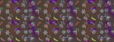 Yuvarlak raster kar tanesi. Renkli arka planda izole tatlı kar taneleri. Soyut kış kahverengi, gri ve mor süsler. Güzel kar tanesi. Raster illüstrasyonu.