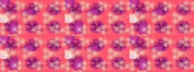 Yüzey için tekrarlanan doku, ambalaj kağıdı, pembe, mor ve bej renkli kar tanesi. Kış kar taneleri, raster arka plan.