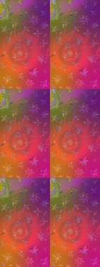 Raster resim. Güzel kumaş deseni. Doodle çiçekler ve dalları, otlar ve çiçekler. Elle çizilmiş.