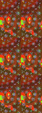 Organik elementler. Suluboya etkisi. Raster deseni. Botanik çizim deseni.