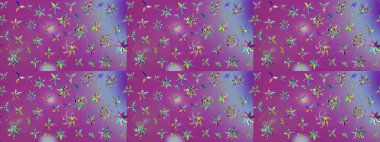 Renkli Bahar Teması eskiz kalıbı. Raster güzel kumaş deseni çiziyor. Çiçek deseni. Düz Çiçek Elementleri Tasarımı.