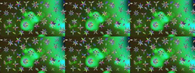 Soyut çiçek çizim kalıbı arka planı. Küçük çiçekteki sevimli çiçek deseni. Raster deseni. Yeşil ve gri renklerde. Raster illüstrasyonu.