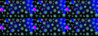 Çizgi çizimi kalıbı. Raster Moda kumaş deseni. Şirin çiçekler..