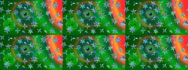 Yeşil ve turuncu renkli vadi çiçekleri. Raster çiçek desenleri çiziyor..