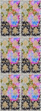 Raster illustration. Design vintage for card, wallpaper, wrapping, textile. Seamless pattern golden elements. Gold template. Royal retro on gray and neutral colors. Floral classic texture.