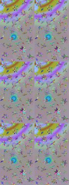 Colour Summer Theme sketch pattern Background. Sketch Floral Pattern in Raster illustration. Flat Flower Elements Design. Flowers on gray and neutral colors.