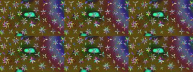 Flat Flower Elements Design Raster illustration. Colour Spring Theme sketch pattern Background. Flowers on colors. Floral sketch pattern background.