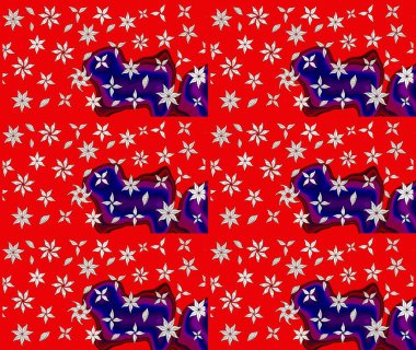 Soyut etnik raster çizim kalıbı. Çiçekler. Vadinin çiçekleri kırmızı renklerde.