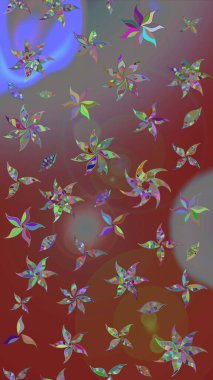 Kumaş, tekstil, duvar kağıdı baskısı için. Renkli desenli eskiz deseni, kahverengi ve gri çiçekler ve dekoratif elementler. Eski usul. Eskiz geçmişi. Raster illüstrasyonu.